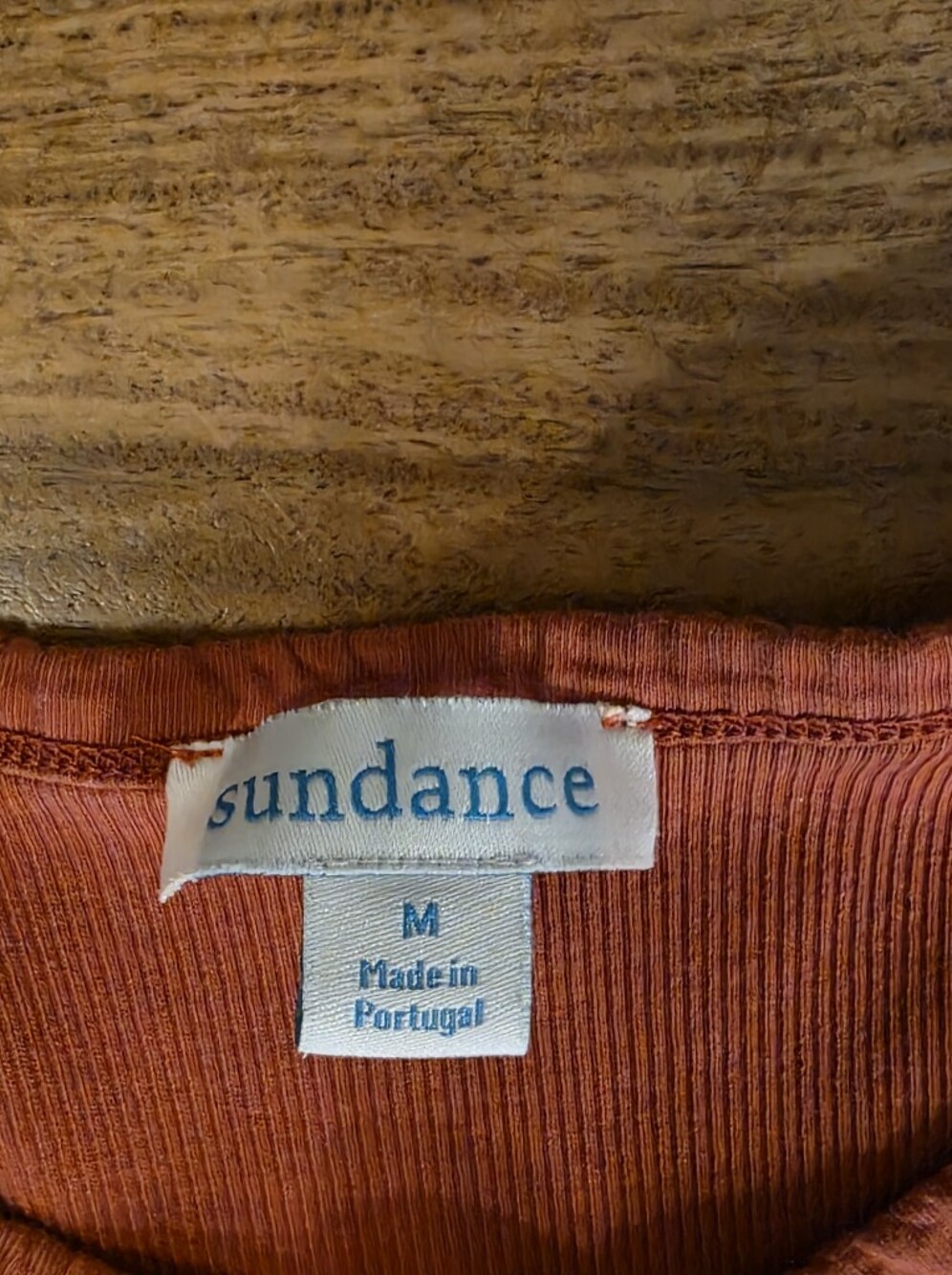 Sundance Medium Ribbed Tank Top: Sundance Ribbed Henley in Rust-Orange - Picture 4 of 8